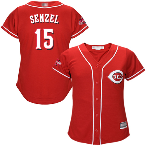 Reds #15 Nick Senzel Red Alternate Women's Stitched MLB Jersey